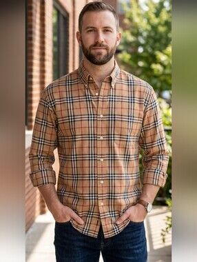 {Van Heusen} Men's Nova Check Plaid Button-down Shirt - Size XL